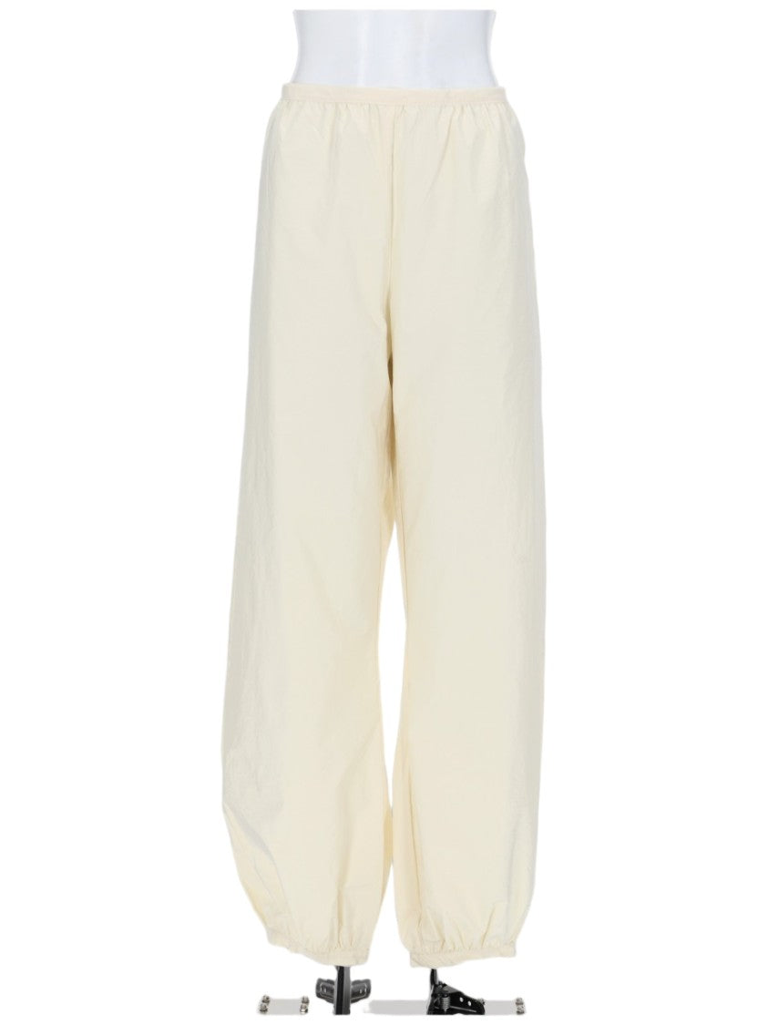 Paloma Wool Relaxed White Trousers With Elastic Waistband And Gathered Cuffs
