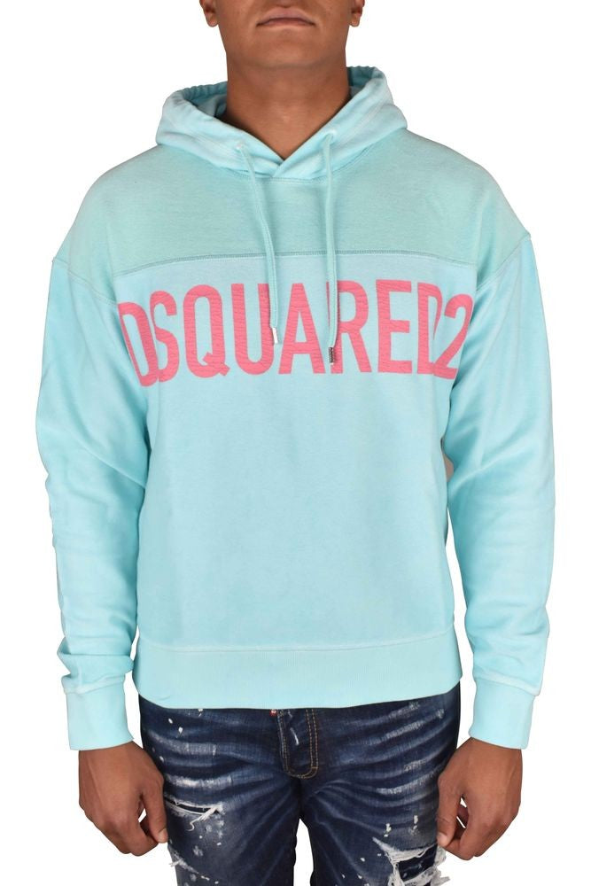 Dsquared2 Turquoise Blue Cotton Hoodie