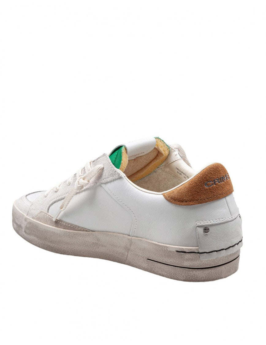 Crime London White/Green Crime Leather Sneakers