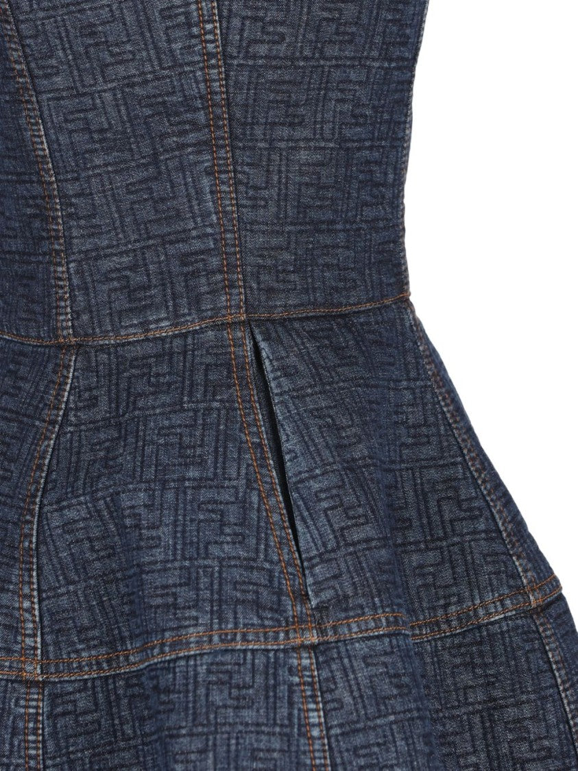 Fendi Structured Mini Dress With Textured Pattern