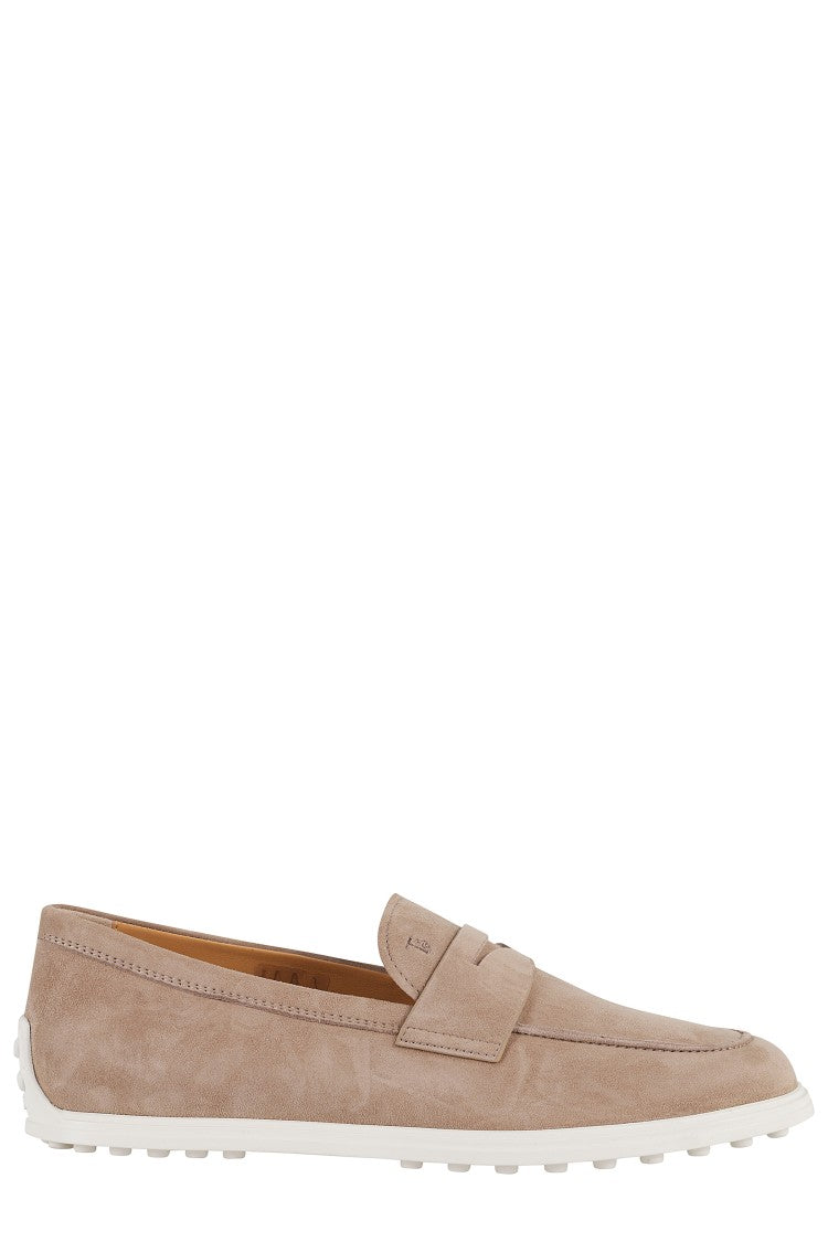 Tod's Almond Toe Moccasin In Cappuccino Suede