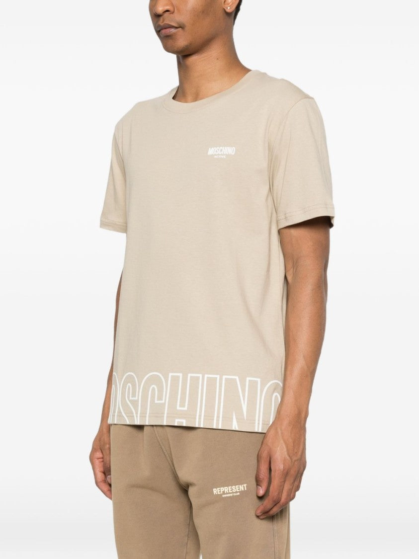 Moschino Beige Logo Lettering T-Shirt