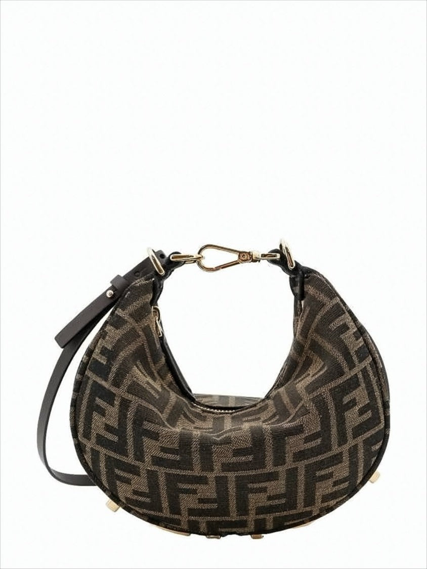 Fendi Crescent-Shaped Shoulder Bag With Monogram Pattern