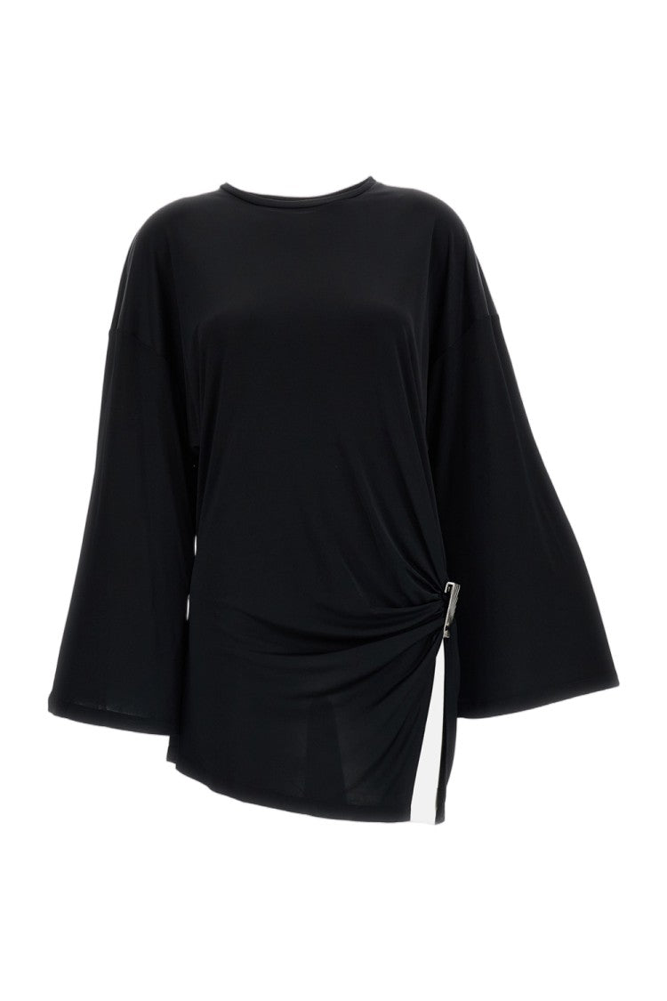 The Attico Gathered Draped Front Mini Dress With Scoop Cutout Detail