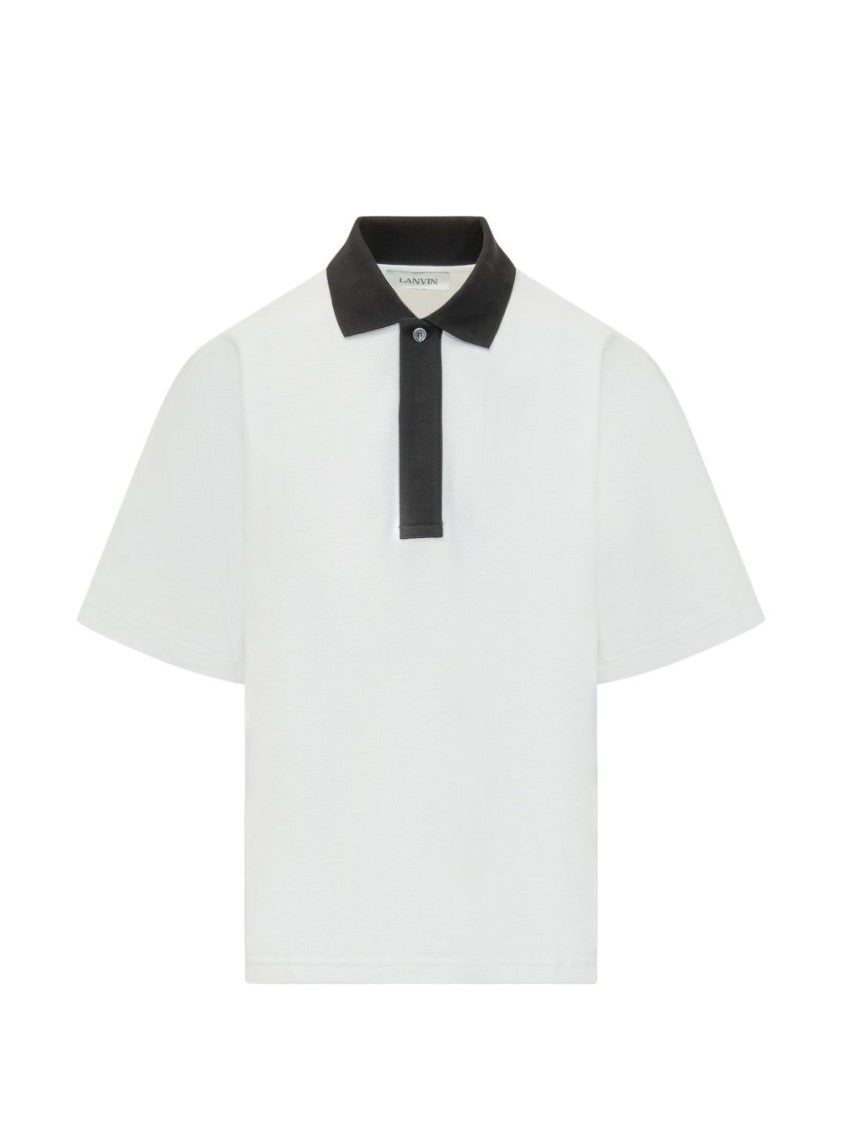 Lanvin Short-Sleeved Polo Shirt With Knitted Collar