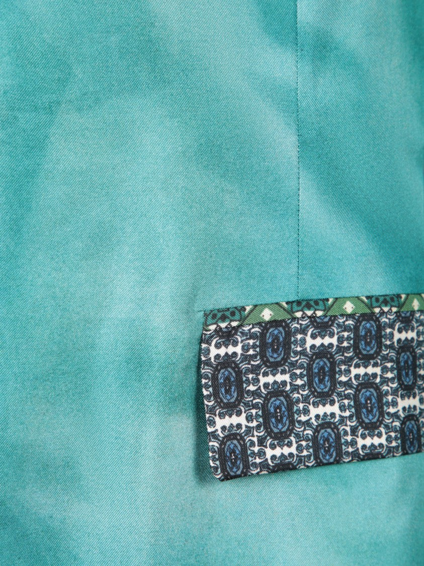 Pierre-Louis Mascia Patterned Blue Outerwear With Shawl Collar