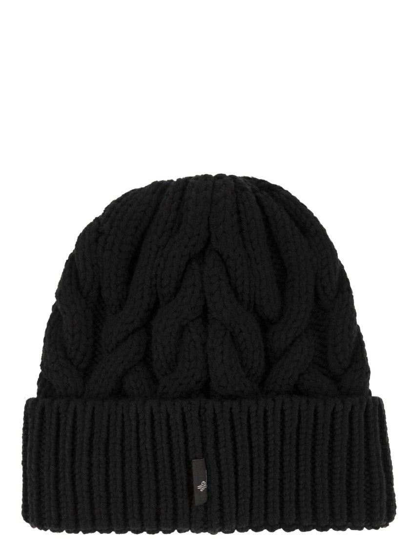 Moncler Grenoble Cable Knit Wool Beanie With Ribbed Cuff