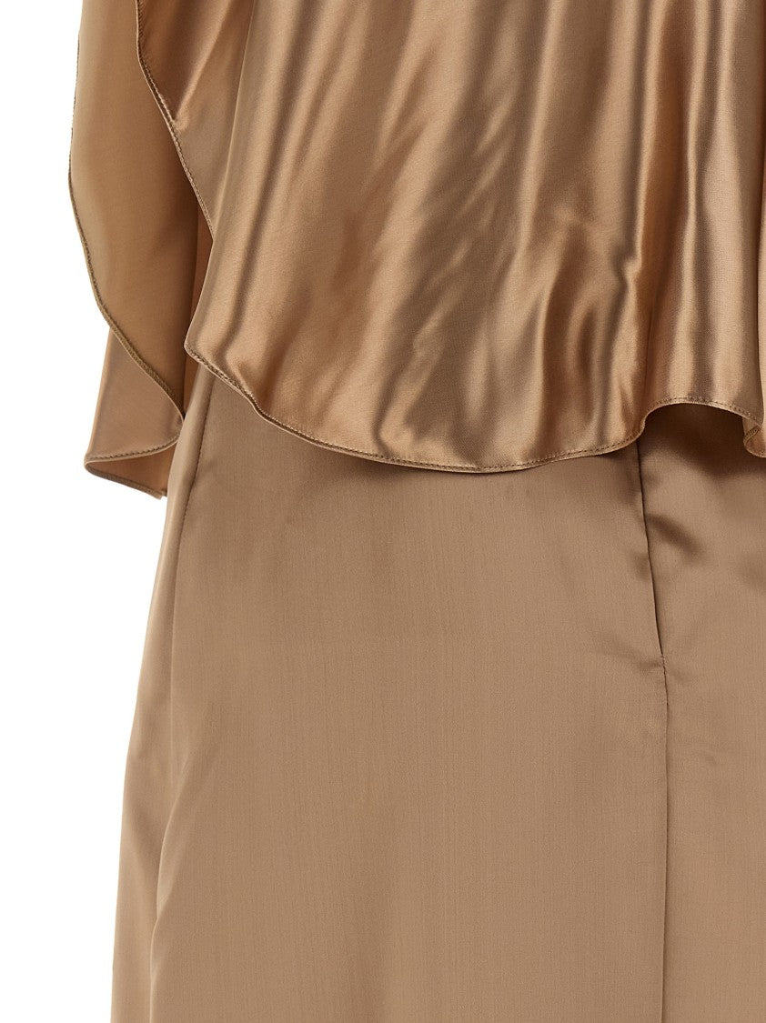Fabiana Filippi Sweetheart Liquid Satin Dress With Cape
