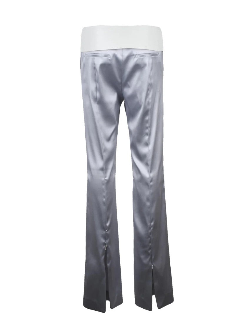 Sportmax Pearl Grey Stretch Acetate-Blend Flared Pants
