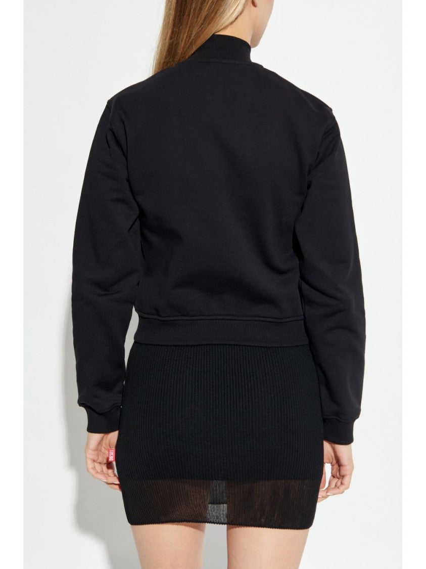 Diesel Fitted Black Sweatshirt With High Collar