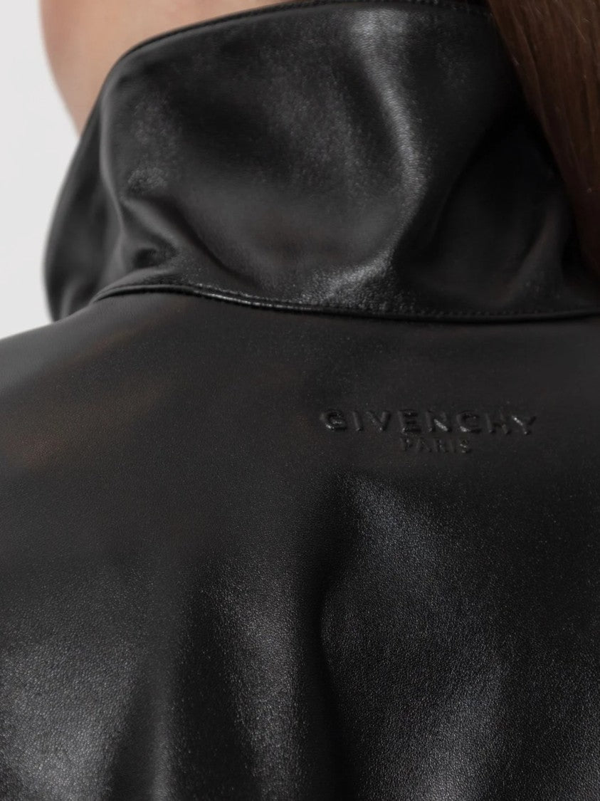Givenchy Lambskin Leather Tracksuit Jacket With High Collar And Embossed Branding