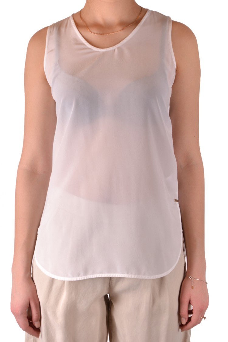 Woolrich Beige Sleeveless Top With Rounded Neckline