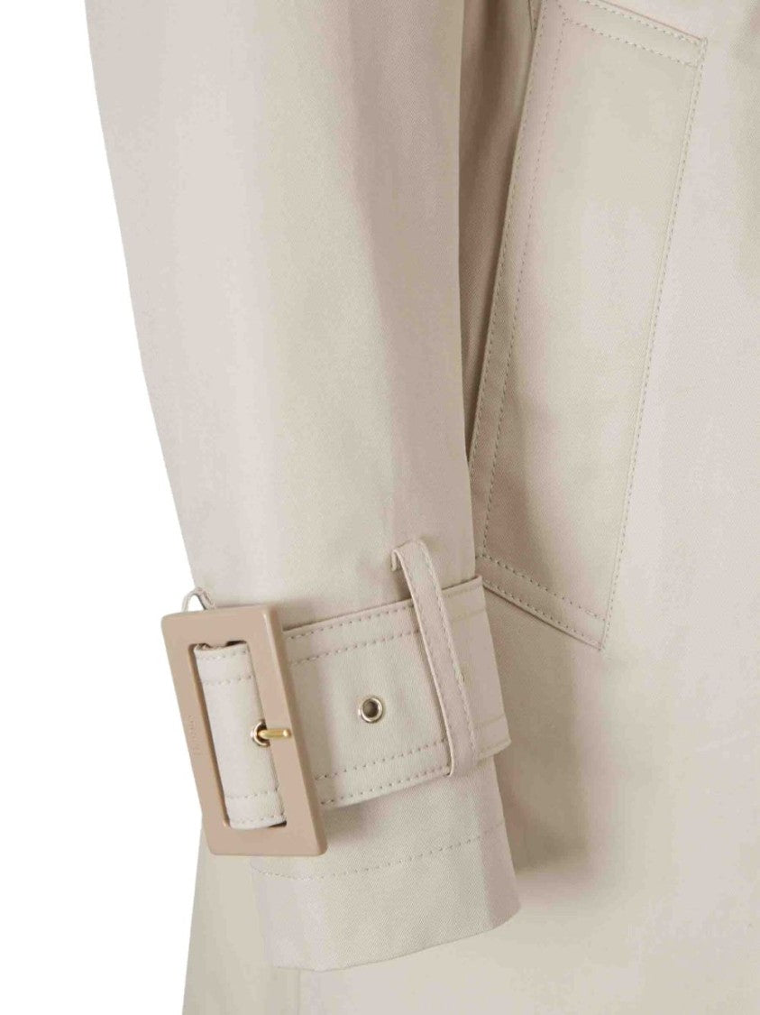 Herno Double-Breasted Light Beige Herno Coat With Belted Waist