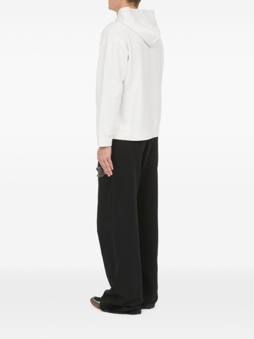 Mm6 By Maison Margiela White Cotton Front Pouch Hoodie