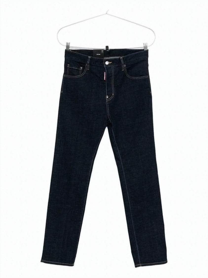 Dsquared2 Dark Indigo Denim Pants With Contrast Stitching