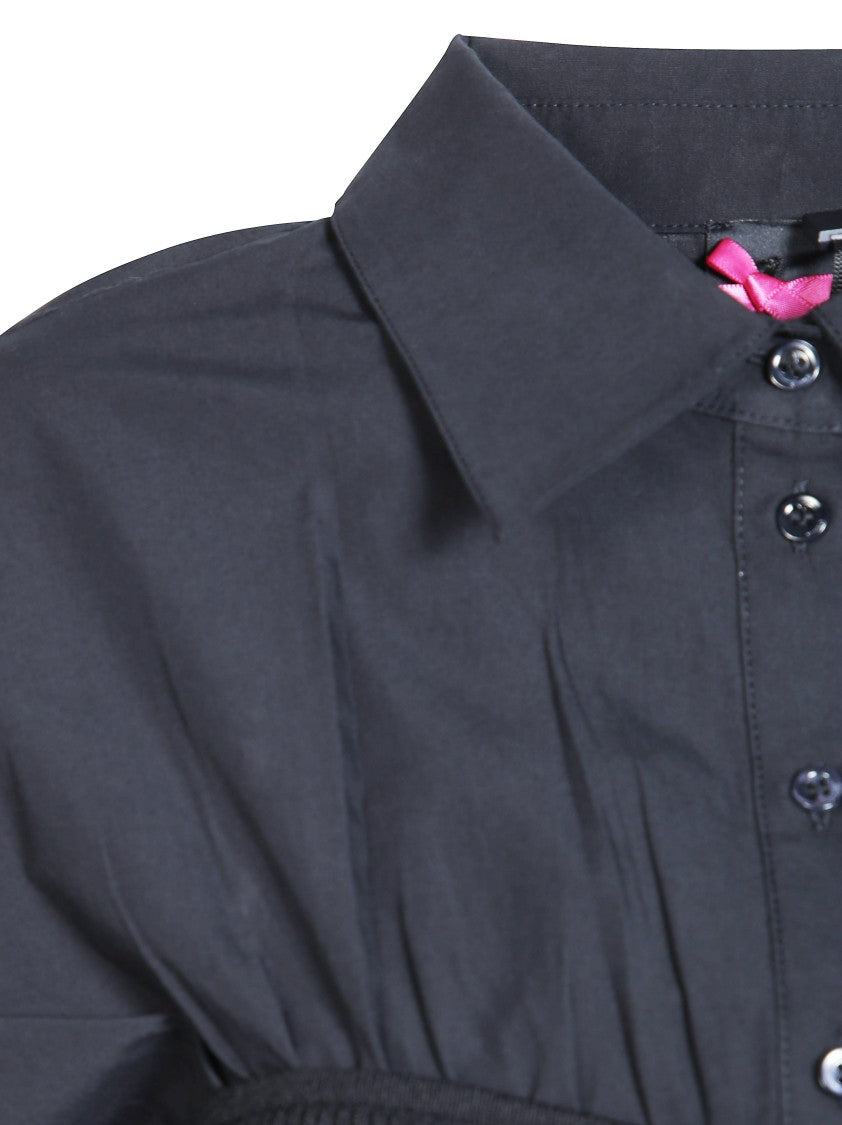Pinko Black Terlaner Technical Ribbed Midsection Top