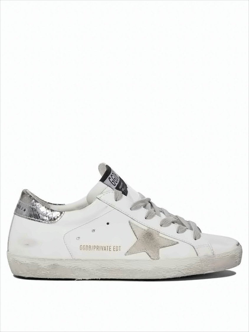 Golden Goose Worn-In White Leather Sneakers With Signature Star Detail