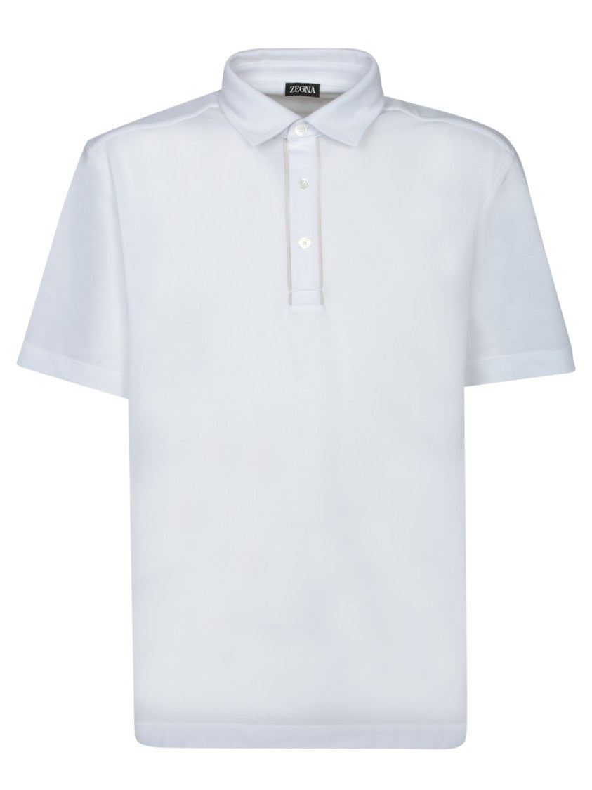 Zegna Short-Sleeve Polo Shirt With Leather Accents