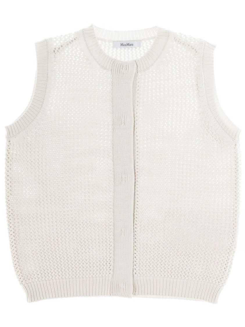 Max Mara White Open-Weave Silk-Blend Sweater