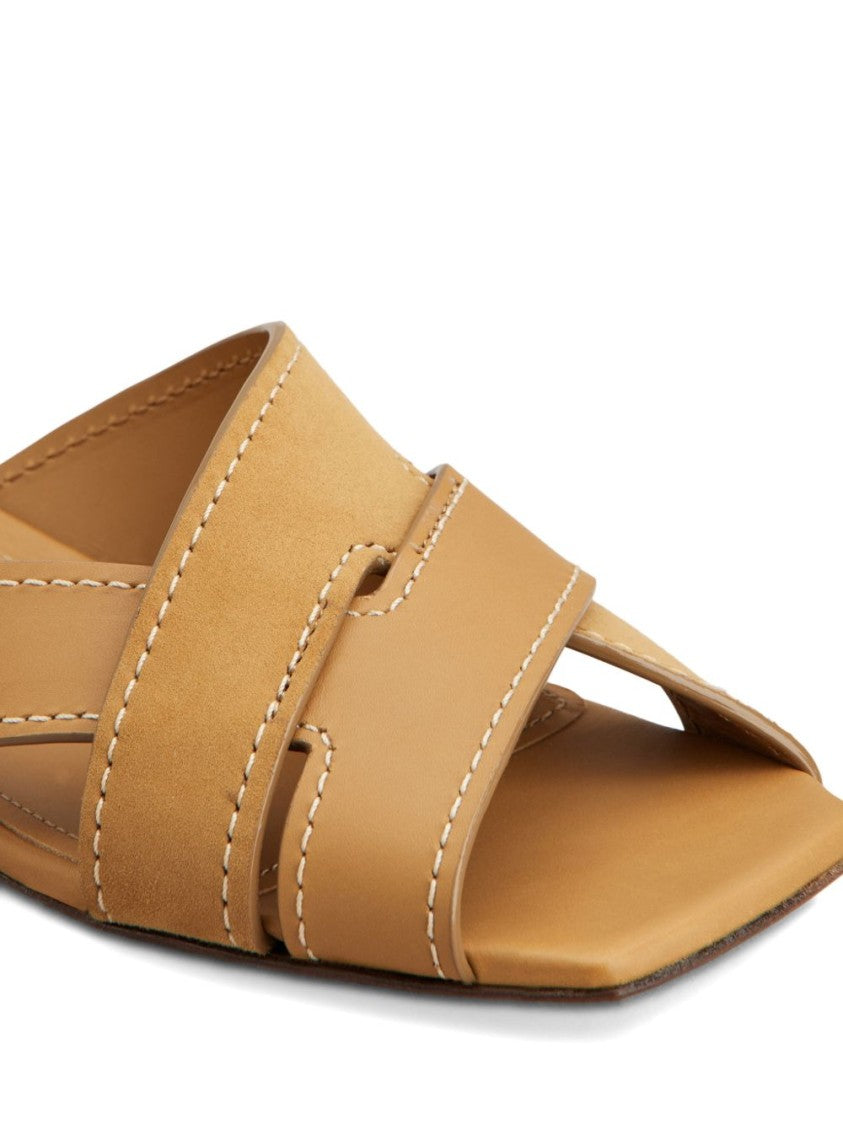 Tod's White Crisscross Strap Square Toe Sandals
