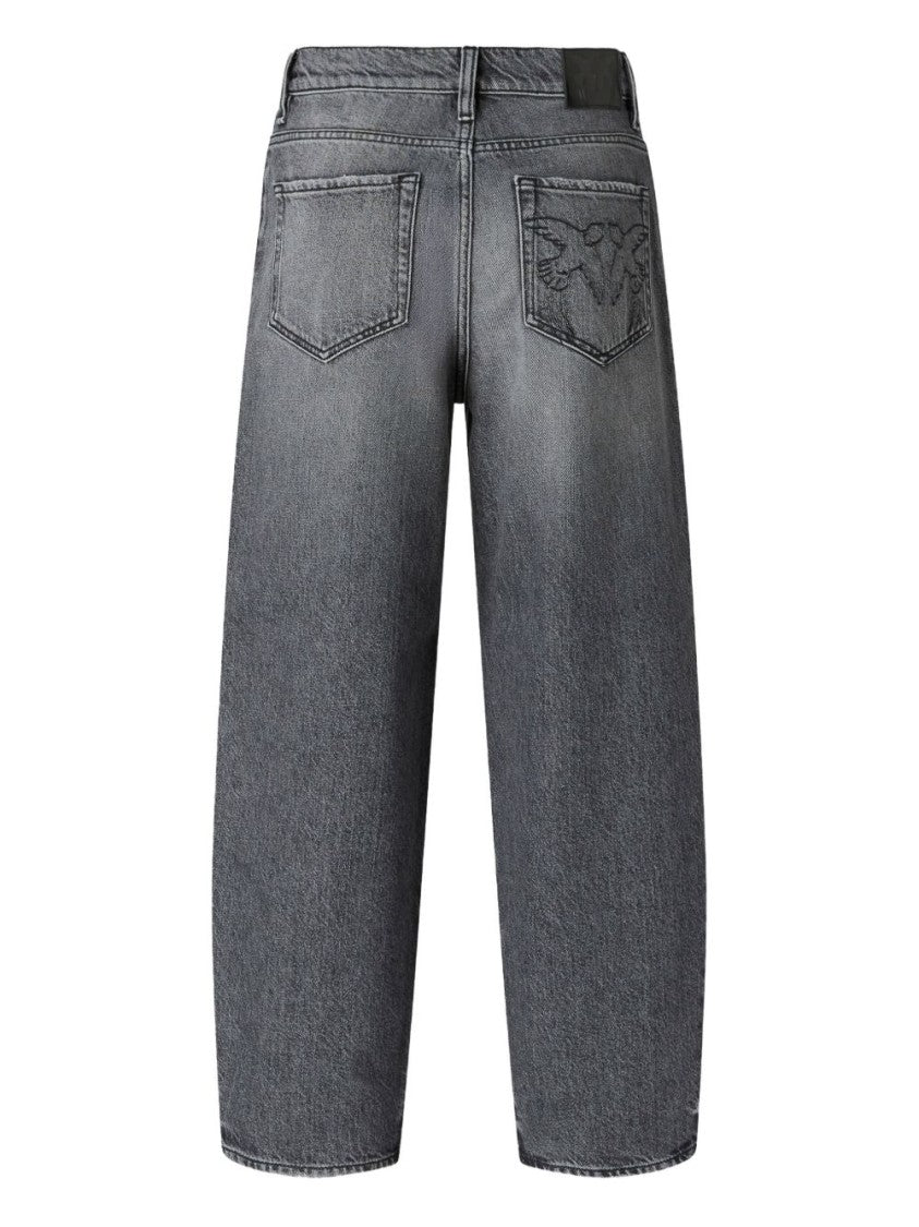 Pinko Balloon-Fit Grey Denim Jeans With Relaxed Silhouette