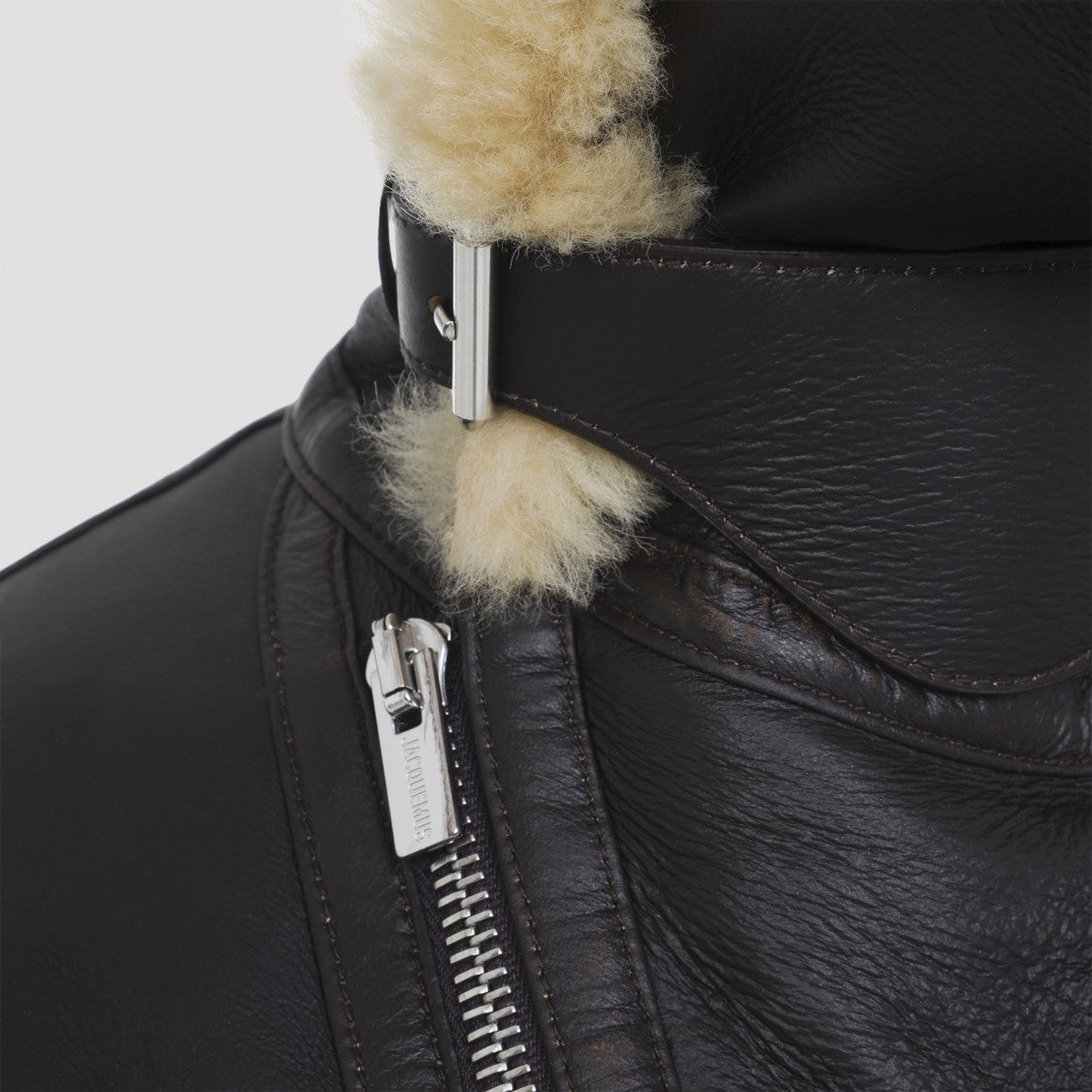 Jacquemus The Aviatore Dark Brown Lamb Leather Jacket