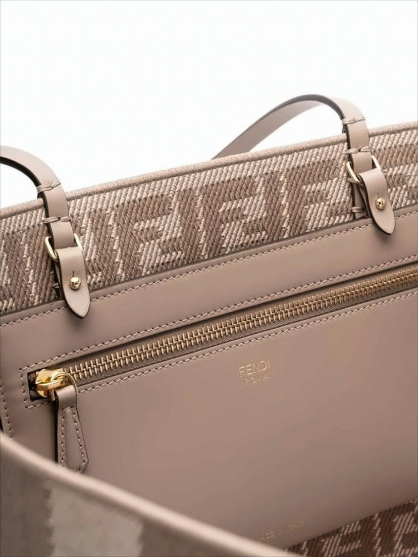 Fendi Vertical Stripe Structured Tote Bag With Monogram Lining