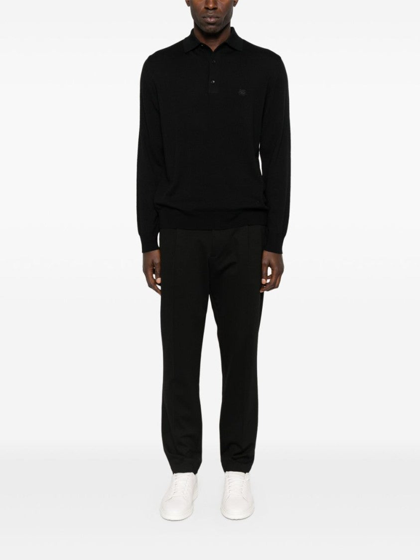 Etro Long-Sleeved Wool Knit Polo Shirt
