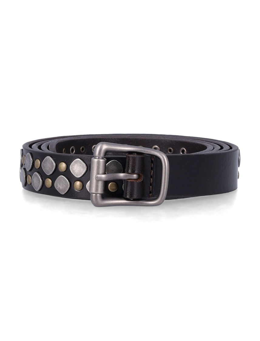Lemaire Rio Studded Leather Belt With Matched Metal Buckle