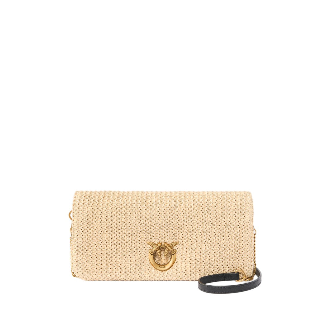 Pinko Rectangular Raffia Bag With Gold-Tone Logo Detail