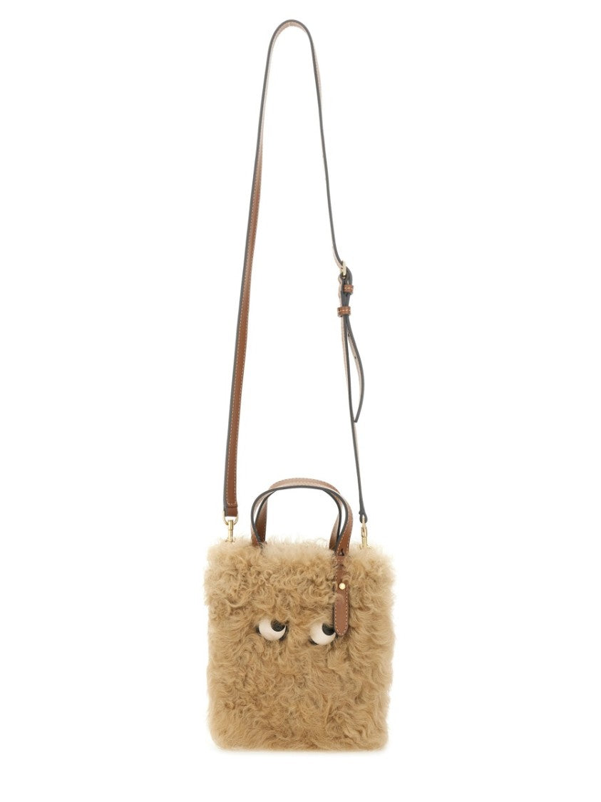 Anya Hindmarch N/S Mini Eyes Shearling Tote Bag