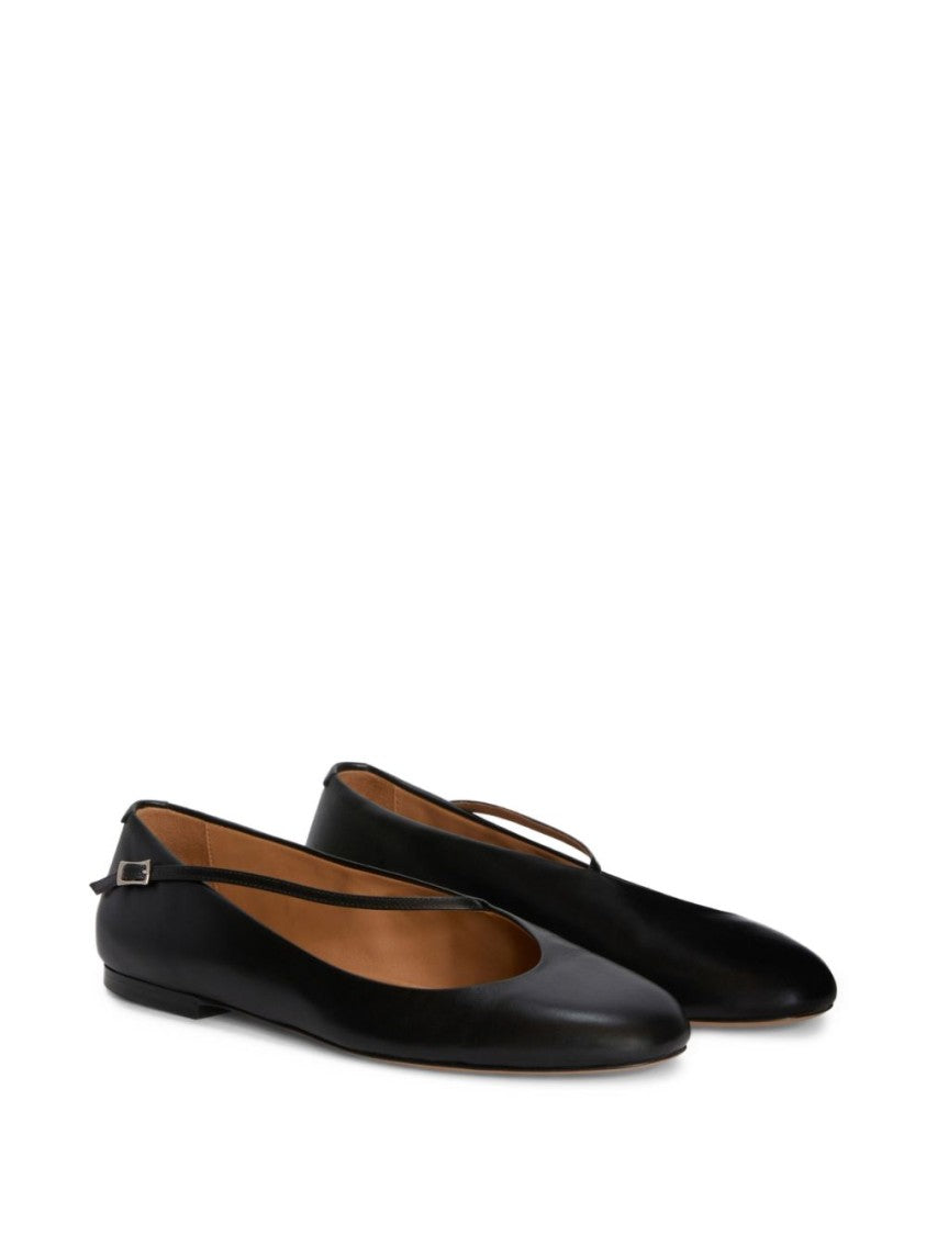 Jil Sander White Elyss Ballerina Cap-Toe Flats