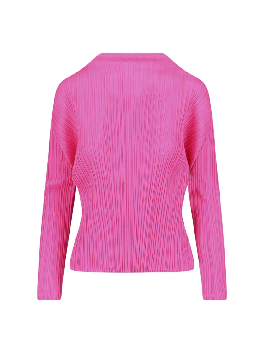Pleats Please Pink Pleated High-Neck Top