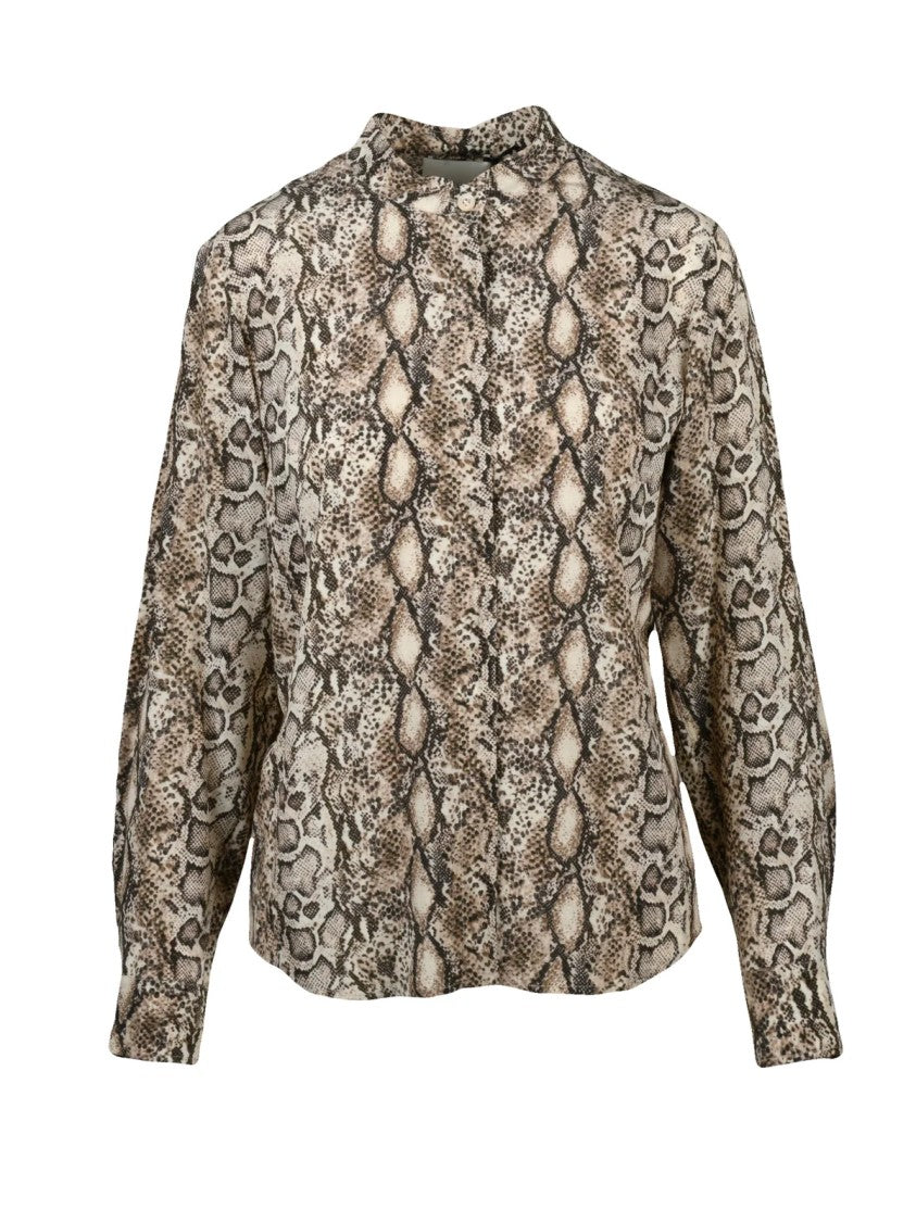 Isabel Marant Silk Elastane Shirt With All-Over Snake Print Pattern