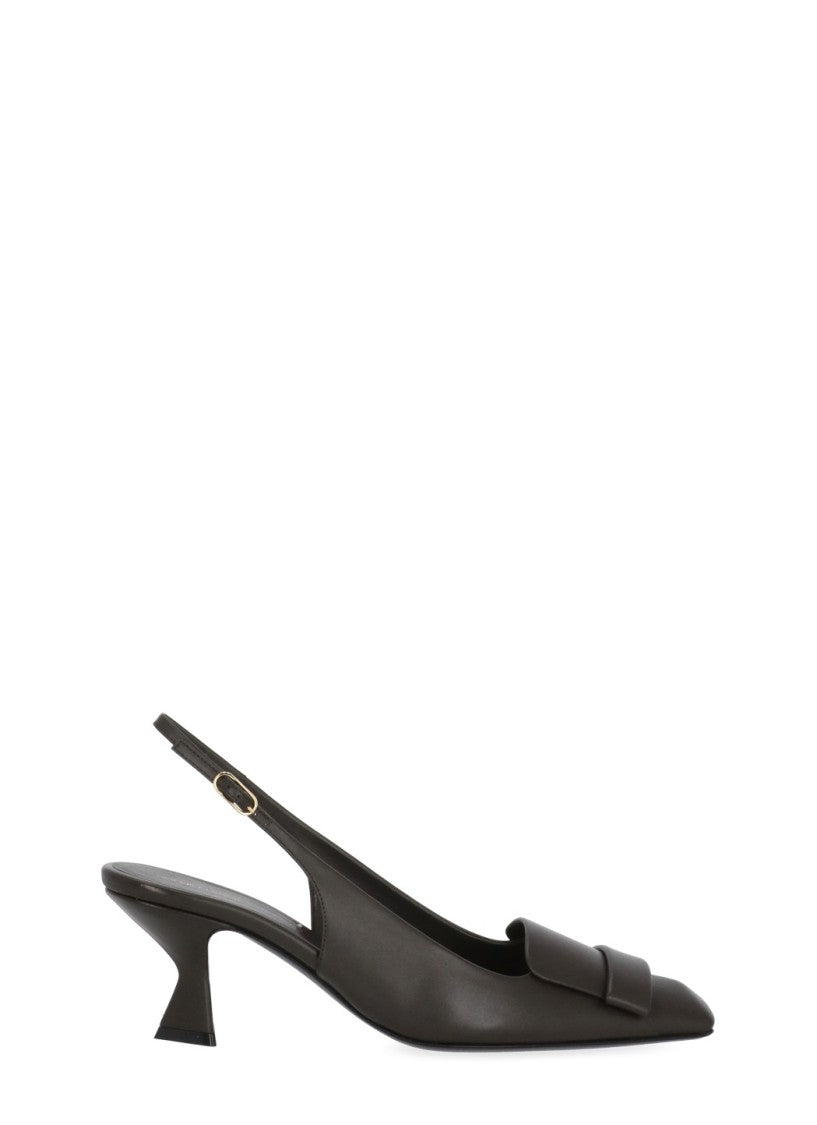 Sergio Rossi Brown Leather Slingback Pumps