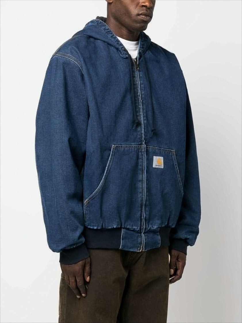 Carhartt Wip Hooded Denim Jacket With Relaxed Silhouette