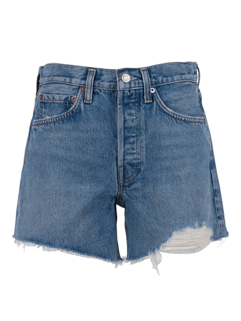 Agolde Parker Frayed Loose Denim Shorts