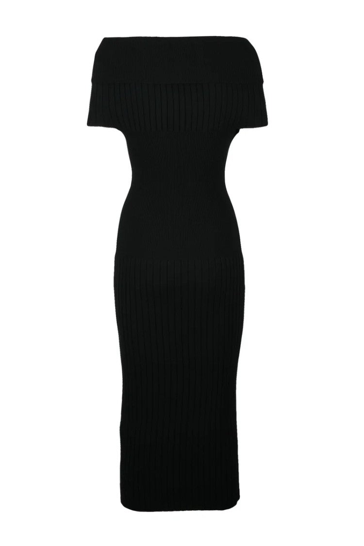 Sportmax Long Fitted Knit Dress - Black