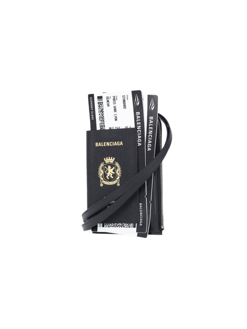 Balenciaga Black Passport Graphic Ticket Phone Holder