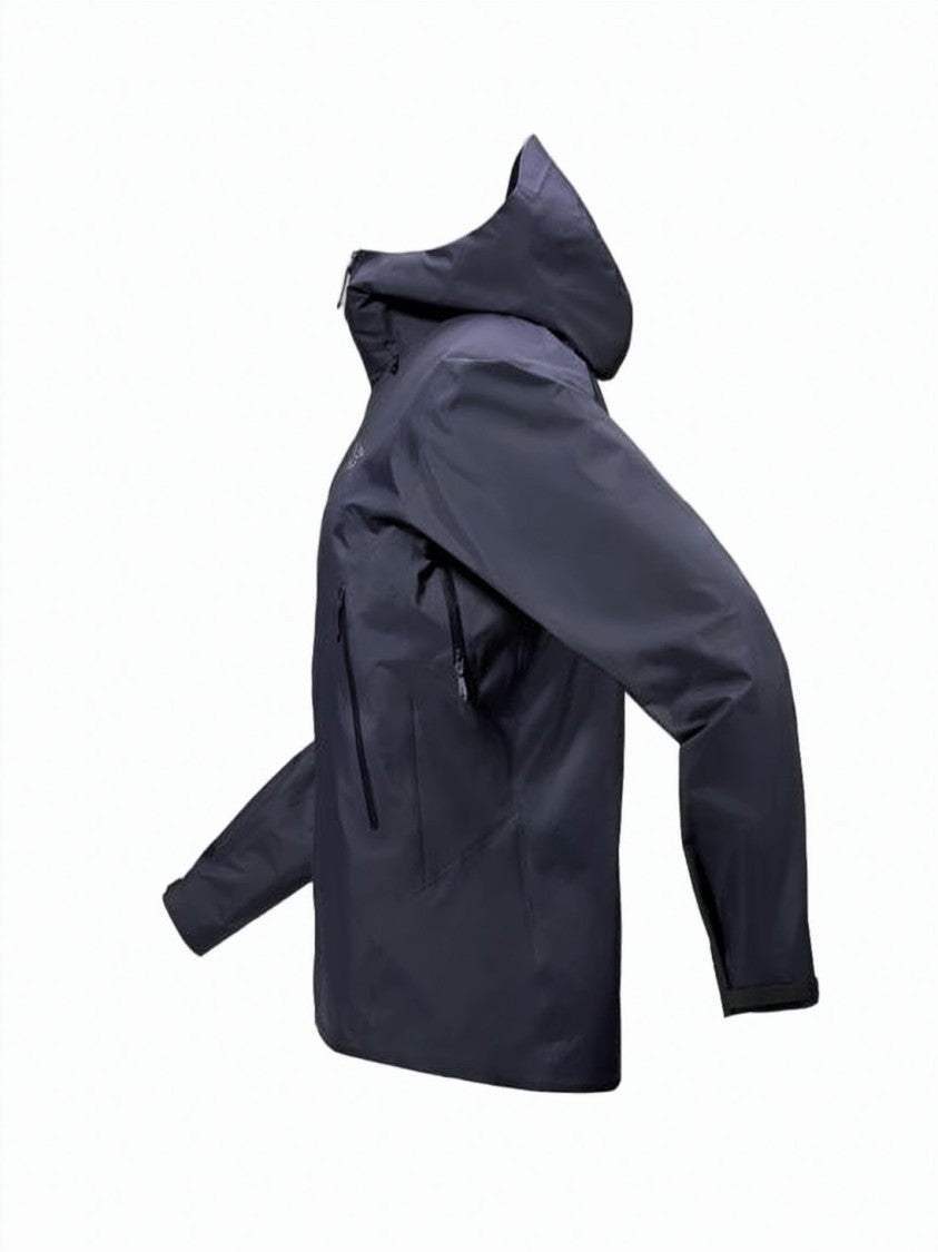 A.P.C. Minimalist Blue Nylon Jacket With Adjustable Hood