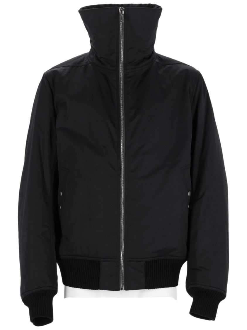 Rick Owens Casual Black Jacket With High Stand Collar And Boxy Silhouette
