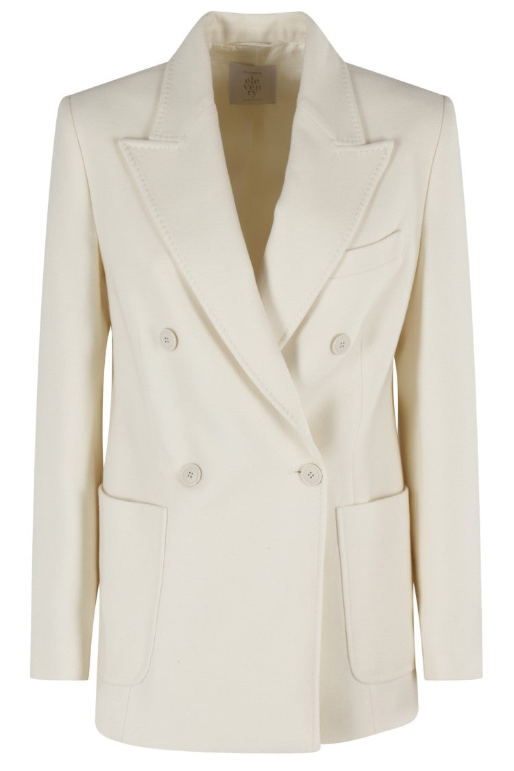 Eleventy Double-Breasted Wool Blazer With Classic Lapel