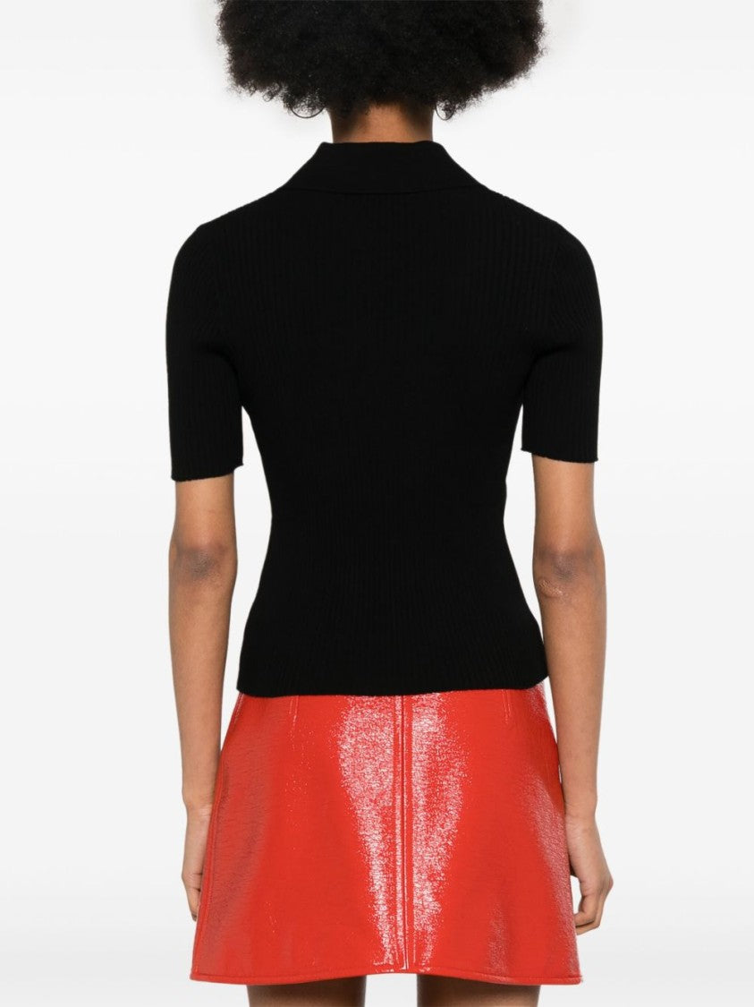 Courrèges Iconic Rib Knit Polo Shirt