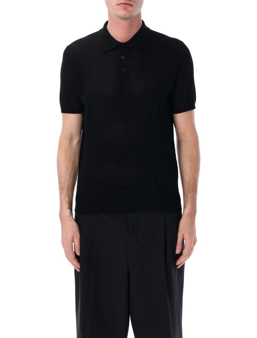 Roberto Collina Perforated Cotton Ribbed Finishes Polo Shirt