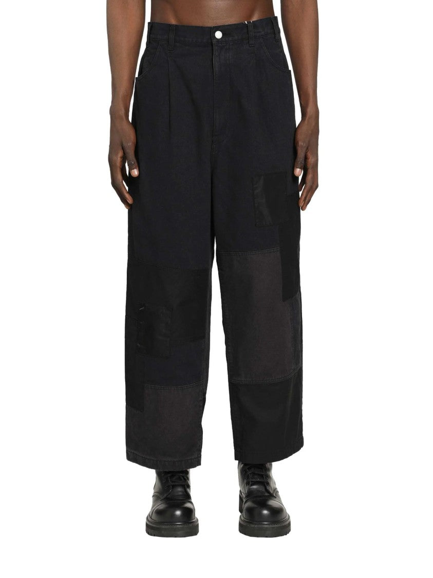 Comme Des Garçons Spliced Canvas Patchwork Wide-Leg Pants