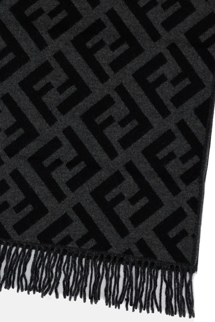 Fendi Beige Ff Jacquard Wool Scarf