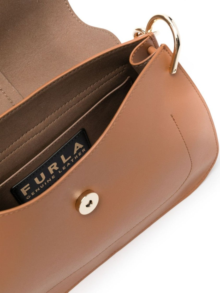 Furla Light Brown Leather Shoulder Bag