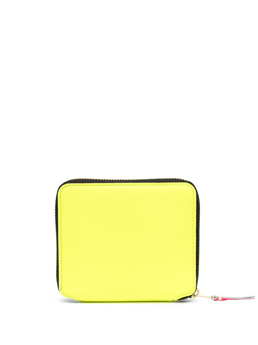 Comme Des Garçons Neon Yellow Goat Leather Colorful Interior Wallet