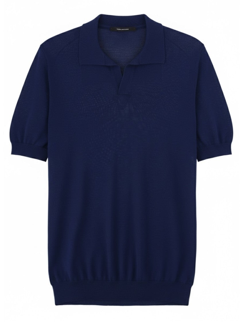 Tagliatore Minimalist V-Neck Cotton Polo Shirt