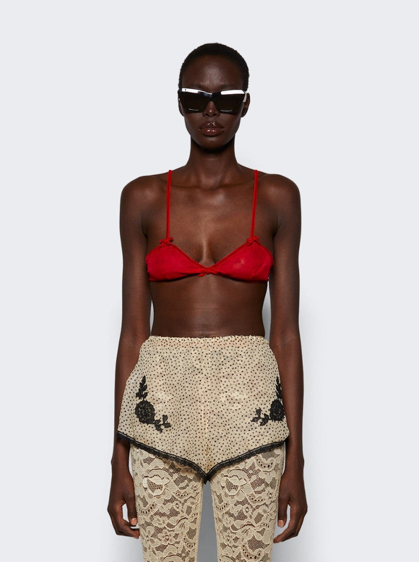 Valentino Silk Red Bra With Bow Detailing And Adjustable Straps